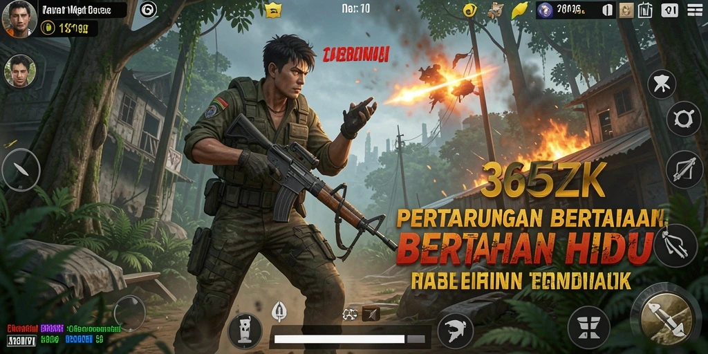 Tangkapan layar dari pertandingan intens dalam game Battle Royale 365ZK.