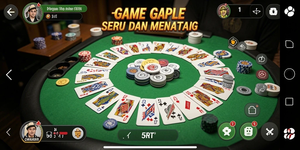 Screenshot gameplay 5RT menunjukkan keseruan bermain Gaple.