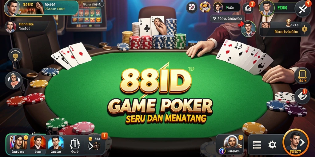 Tampilan utama gameplay Poker di aplikasi 88ID.