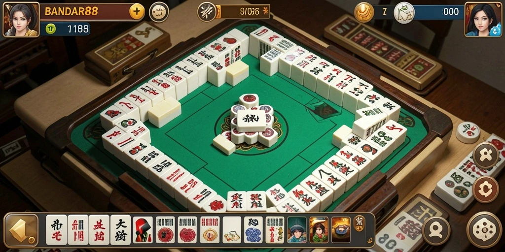 Tampilan screenshot gameplay BANDAR88 yang menampilkan keseruan permainan Mahjong.