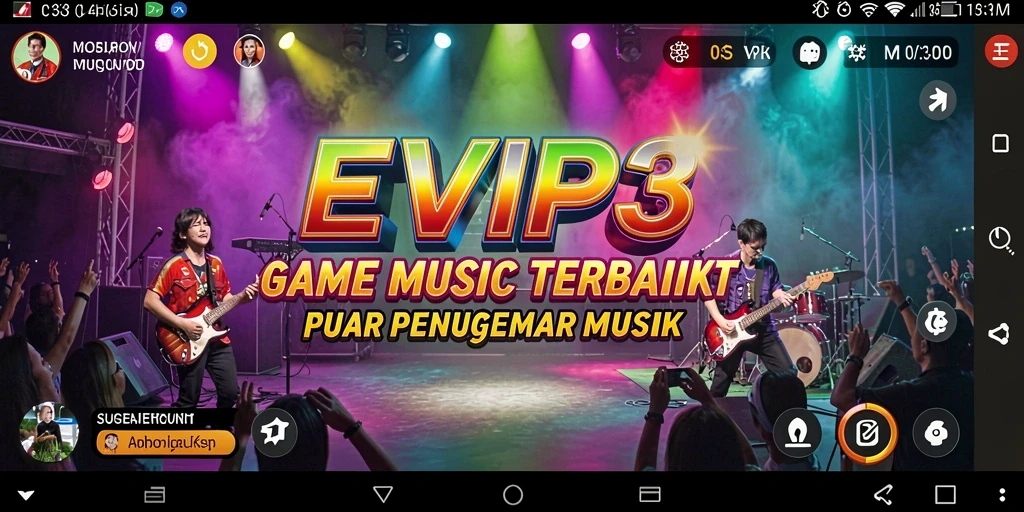 Screenshot EVIP3 menampilkan gameplay yang menawan dan interaksi musik.