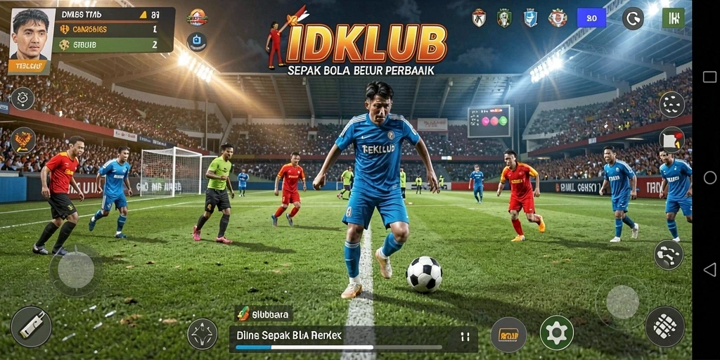 Gameplay IDKLUB menampilkan aksi sepak bola yang mendebarkan.