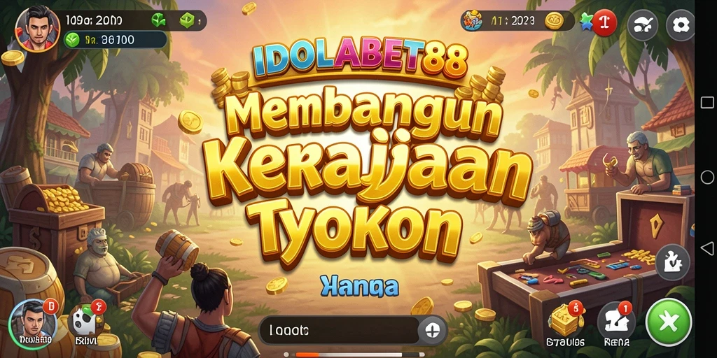 Screenshot gameplay IDOLABET88 menampilkan aksi membangun kerajaan bisnis.