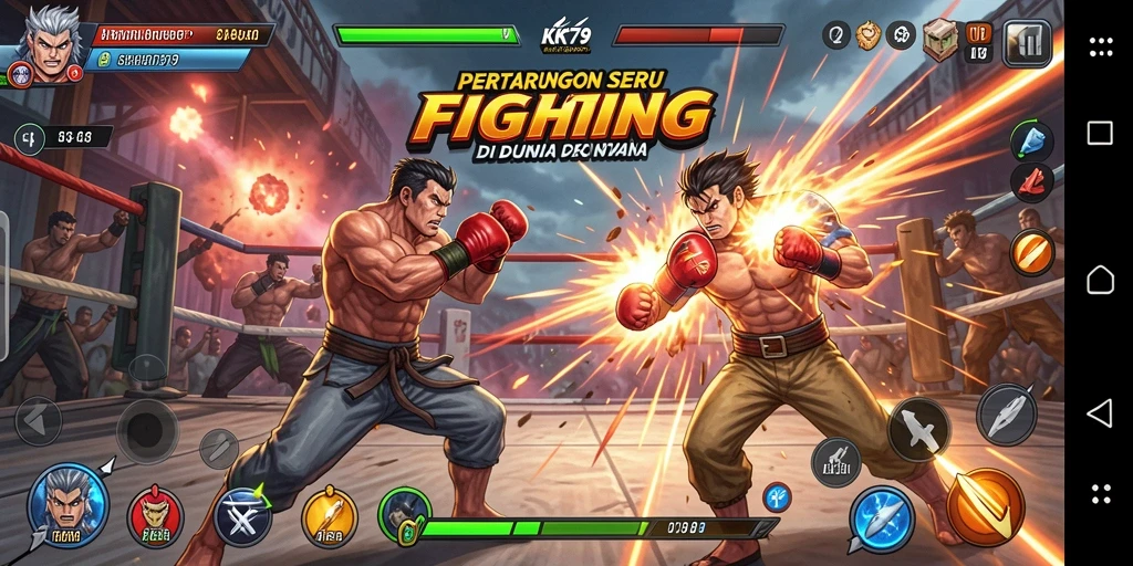 Tampilan gameplay KPK79 yang menegangkan dalam aksi Fighting.