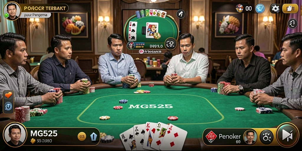 Screenshot gameplay MG525 menampilkan aksi seru Poker.