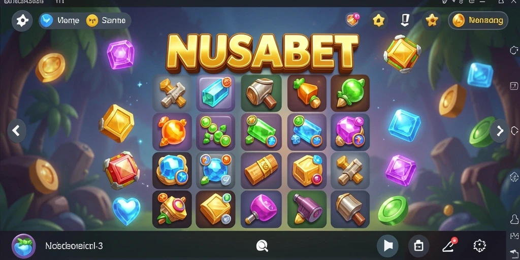 Screenshot gameplay NUSABET menampilkan aksi menyenangkan di level Match-3.