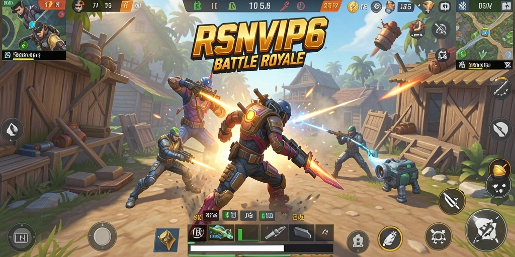 Gameplay seru Battle Royale di RSNVIP6 dengan efek grafis menarik.