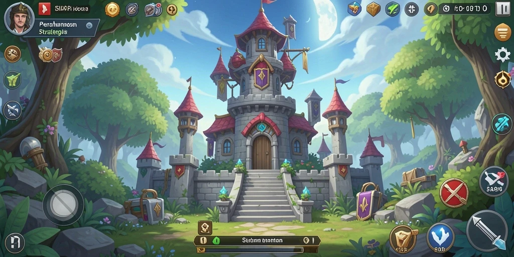 Tampilan seru dari gameplay Tower Defense SIAP108 dengan berbagai menara strategis.