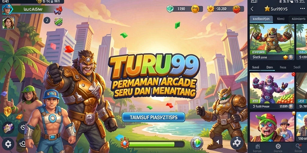 Screenshot utama TURU99 menampilkan gameplay Arcade yang seru dan dinamis.