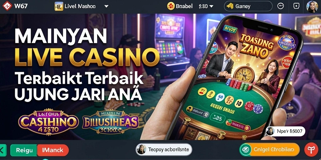 Screenshot gameplay Live Casino di W67 menampilkan dealer yang ramah dan meja permainan yang menarik.
