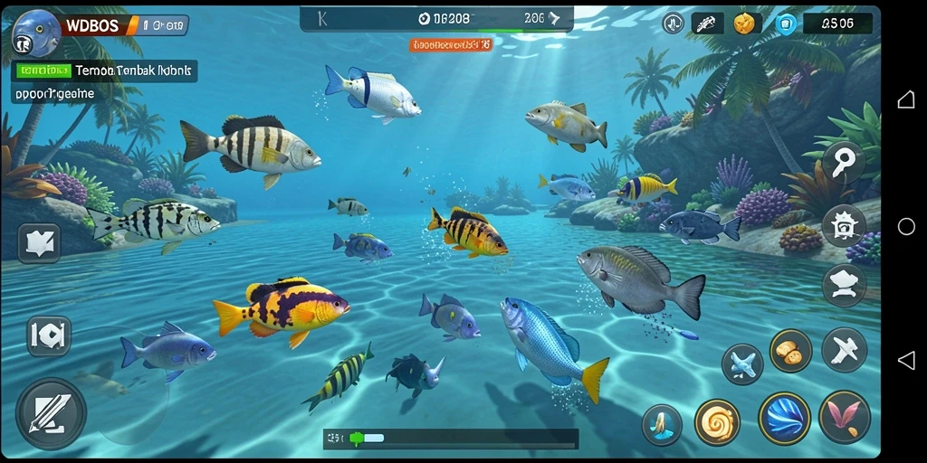 Tampilan gameplay WDBOS yang penuh aksi tembak ikan.