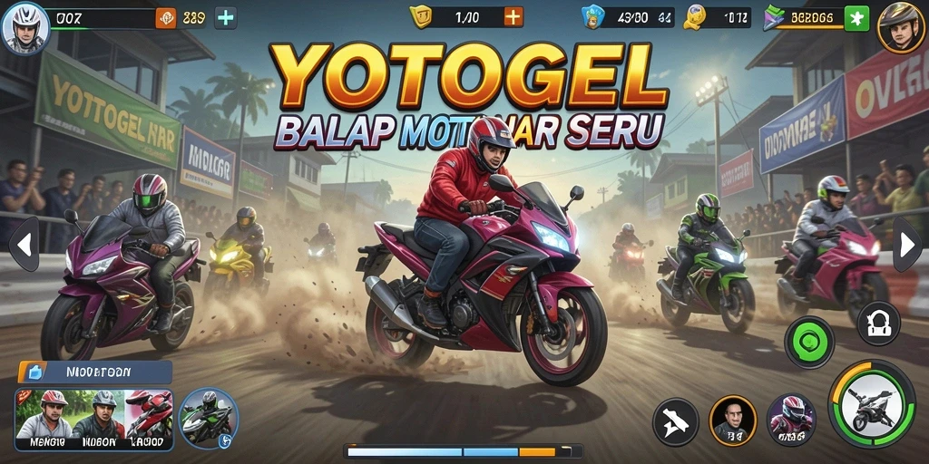 Tampilan permainan YOTOGEL dengan balapan motor yang mendebarkan.