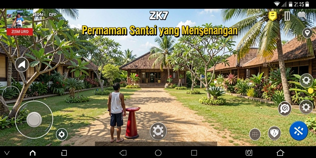 Screenshot dari gameplay menarik ZK7 dengan suasana santai.